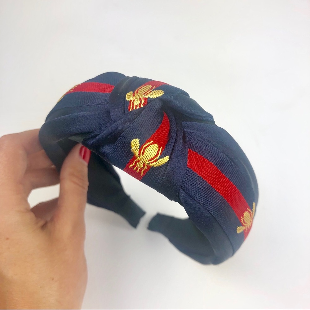 🐝 Top-Knot Turban Style Headband with Bee Motif